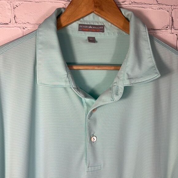 Peter Millar Summer Comfort Green Neon Stripe Polo size XL - Picture 2 of 9